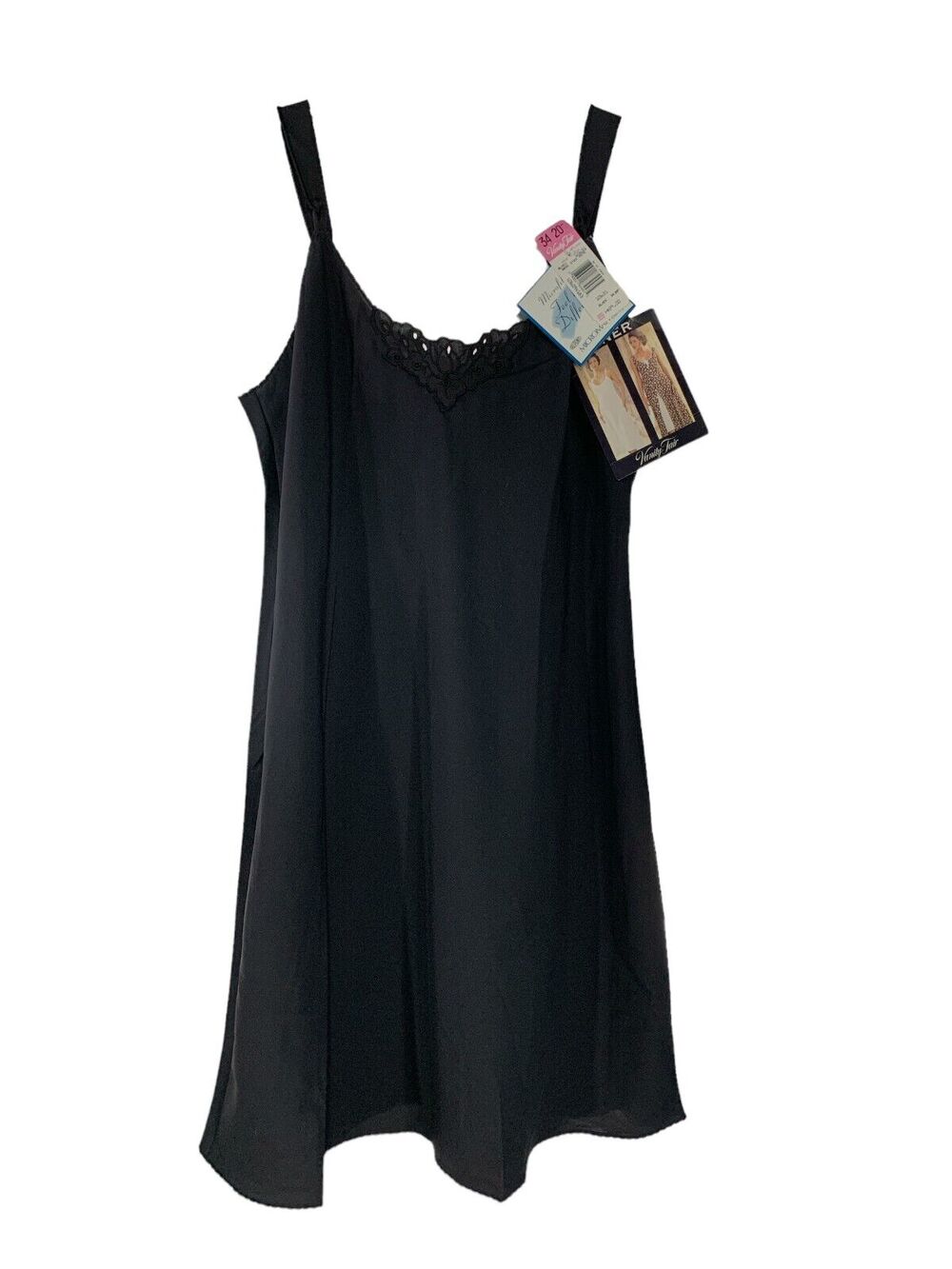 NWT Vanity Fair Slip/Liner Size 34 20” Black Microfiber